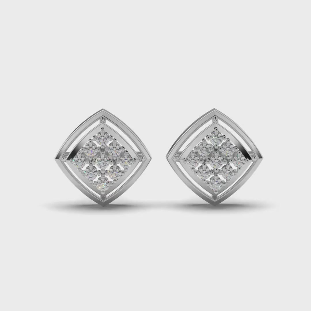 Twin Cluster Silver Studs Earring